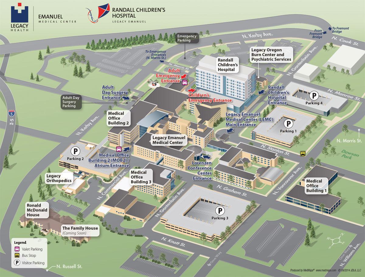 Legacy Emanuel kórház térkép