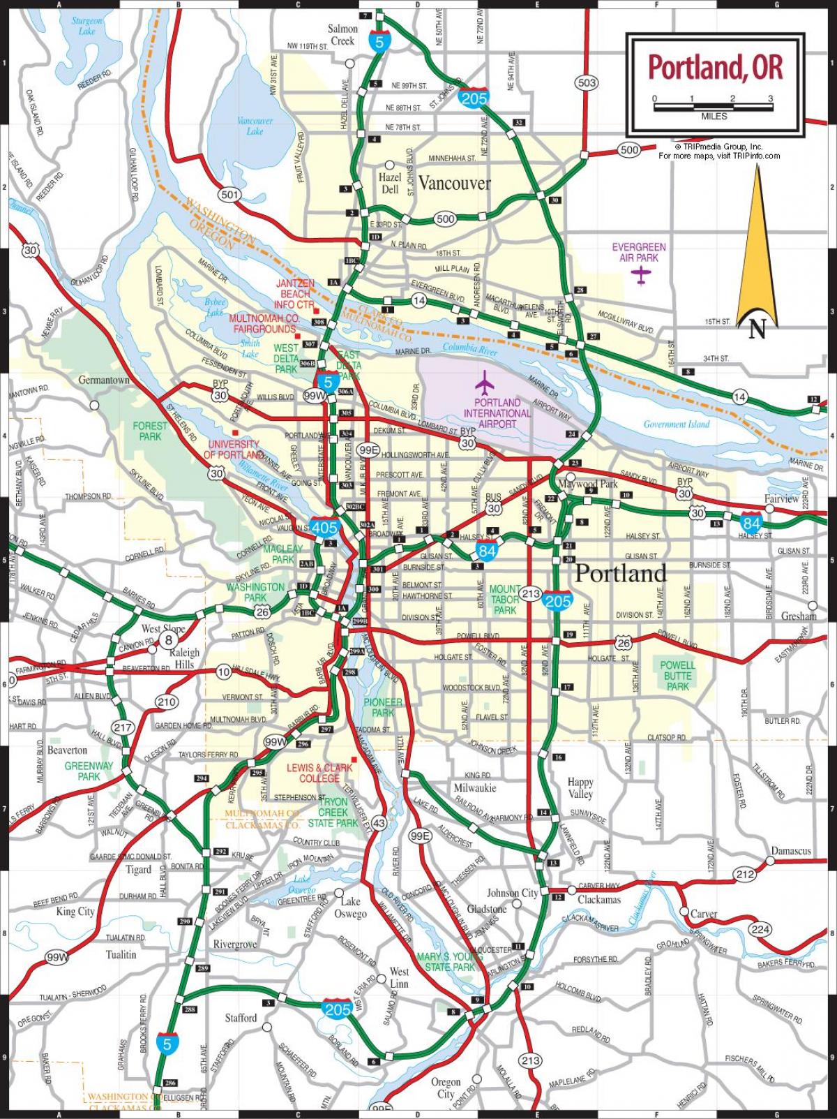 Portland Oregon metró térkép