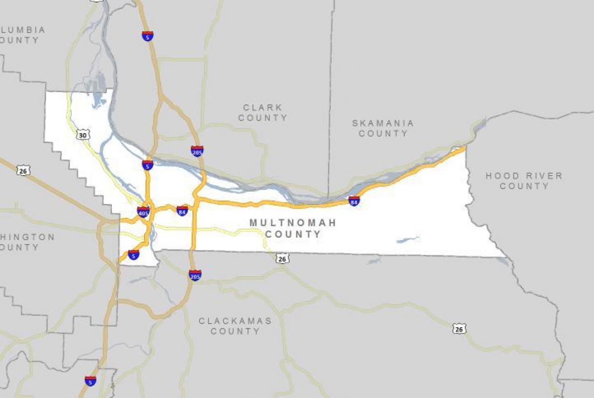 Multnomah megyei Oregon térkép