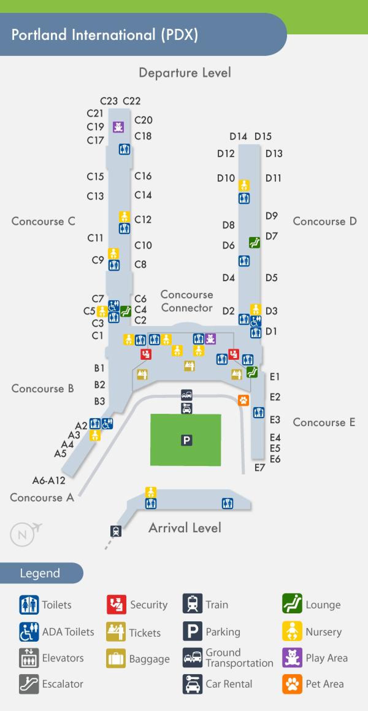 PDX térkép repülőtér