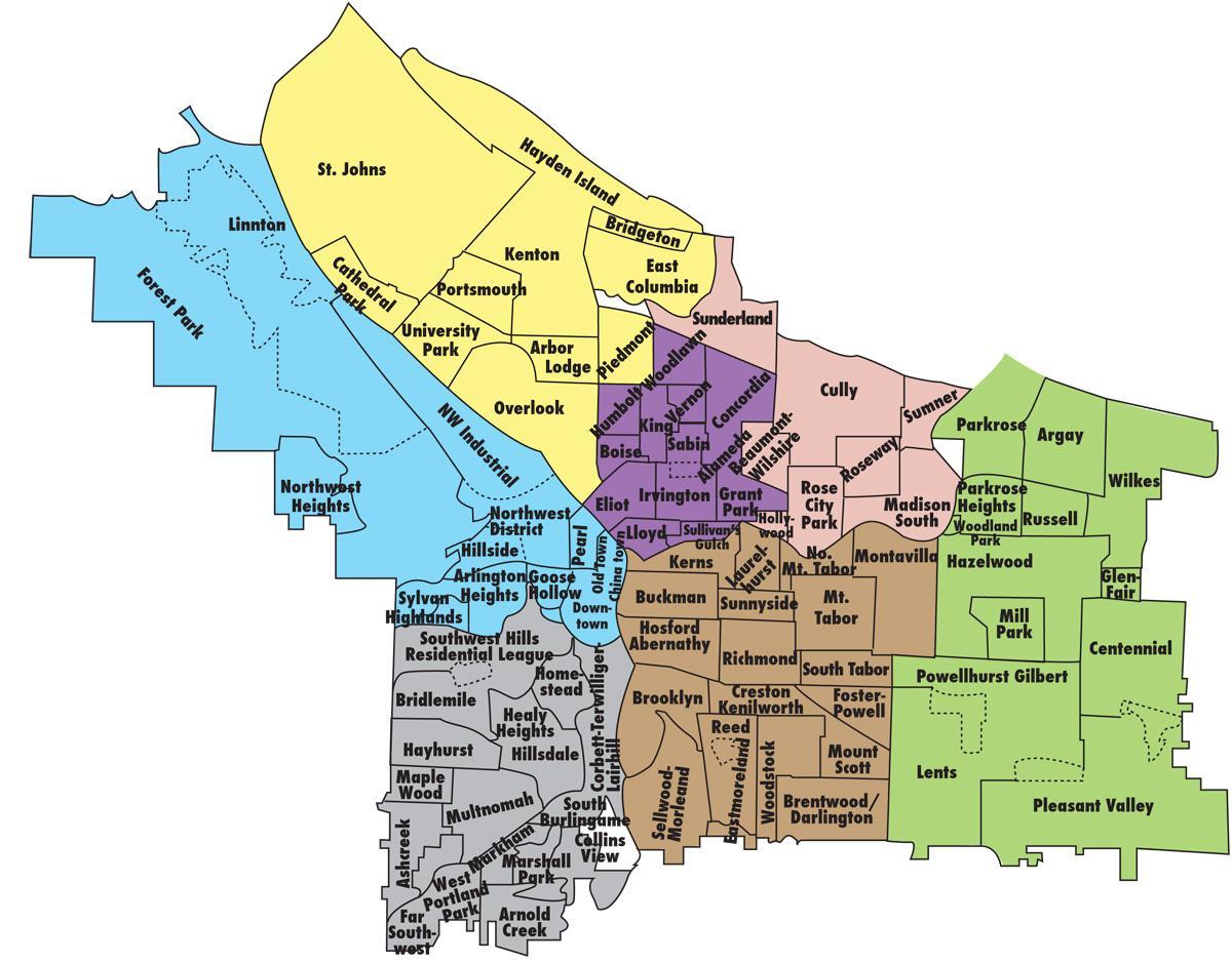 térkép Portland kerületek