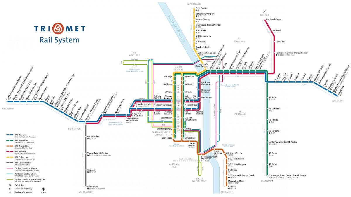 Portland vasúti rendszer térképen