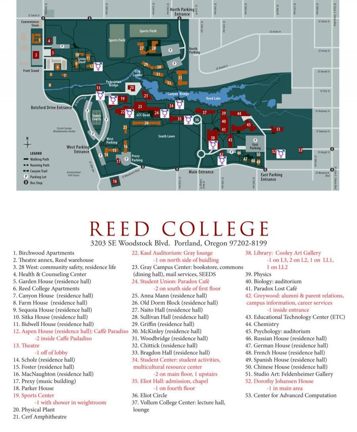 térkép reed Főiskola