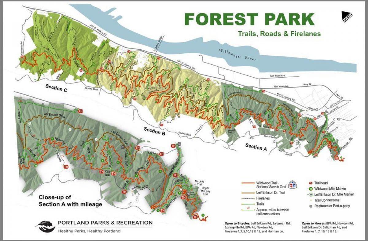 Forest Park Portland trail térkép