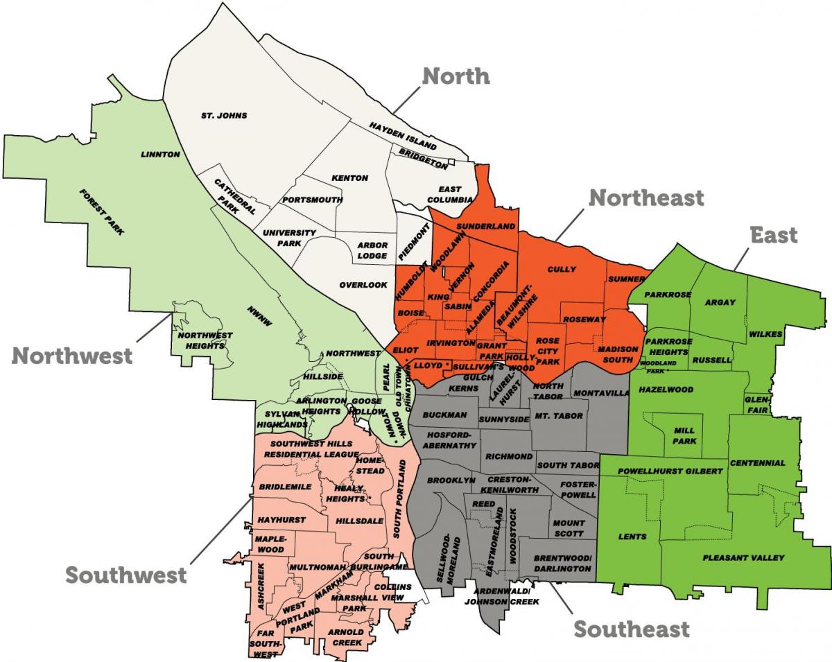 Portland külvárosában térkép