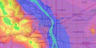Magassági térkép Portland Oregon